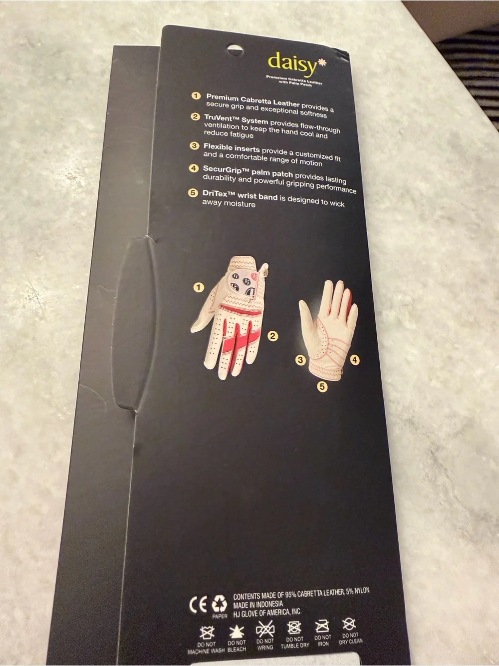 Daisy White and Pink Golf Glove in Branded Packaging 2 pairs